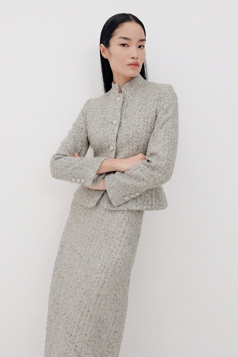 Silvia Tweed Jacket - Silver