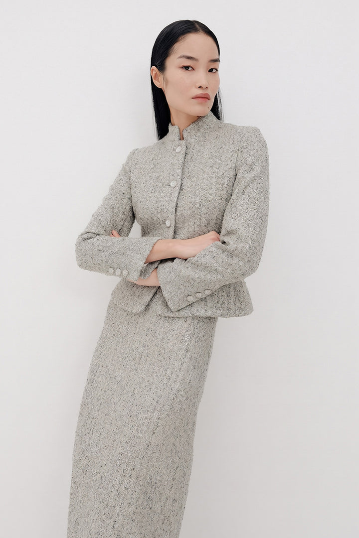 Silvia Tweed Jacket - Silver