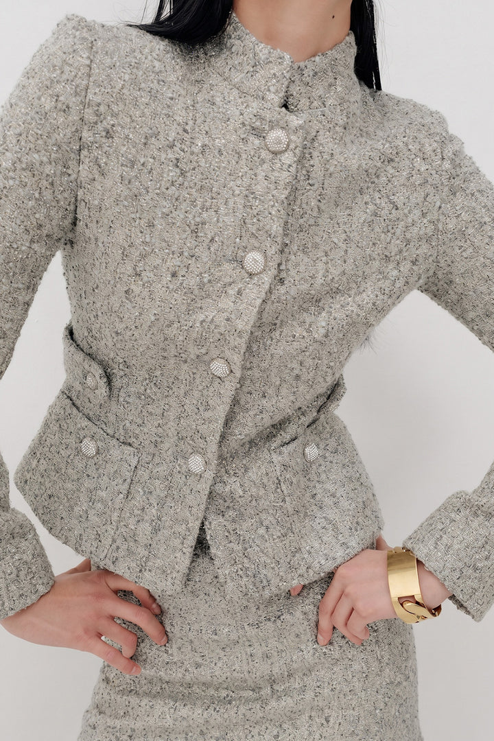 Silvia Tweed Jacket - Silver