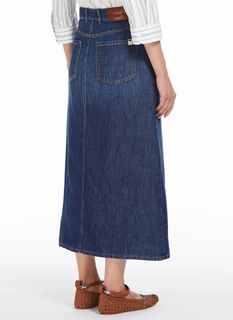 Navy Gelada Denim Midi Skirt