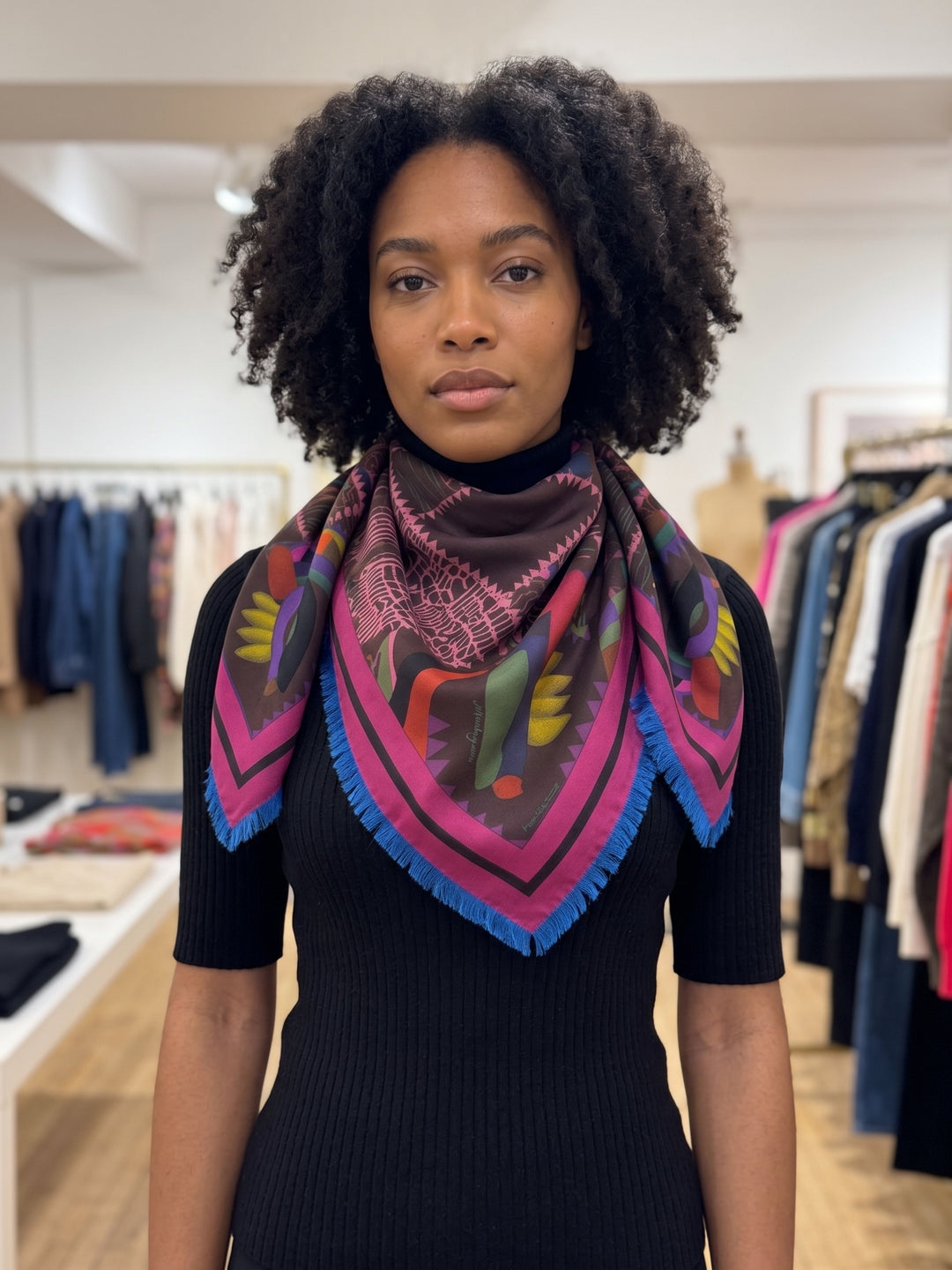 Geo Silk Print Scarf