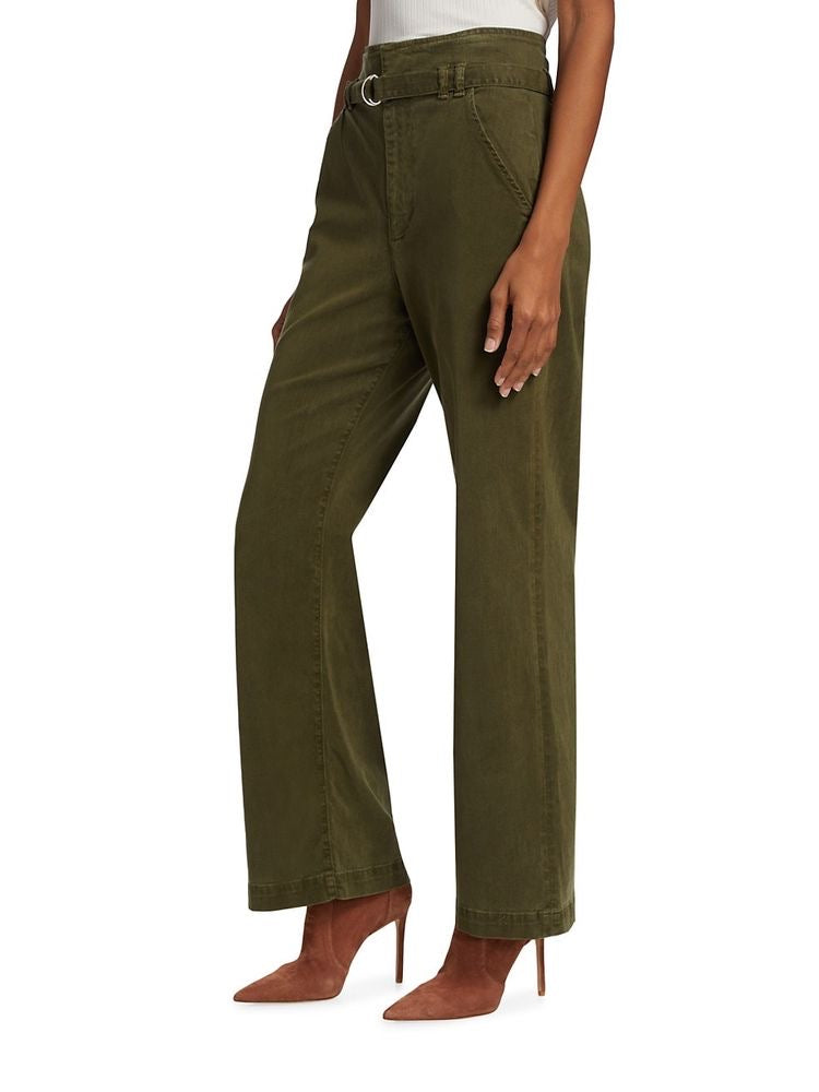 Cinched High Rise Wide Leg in Military