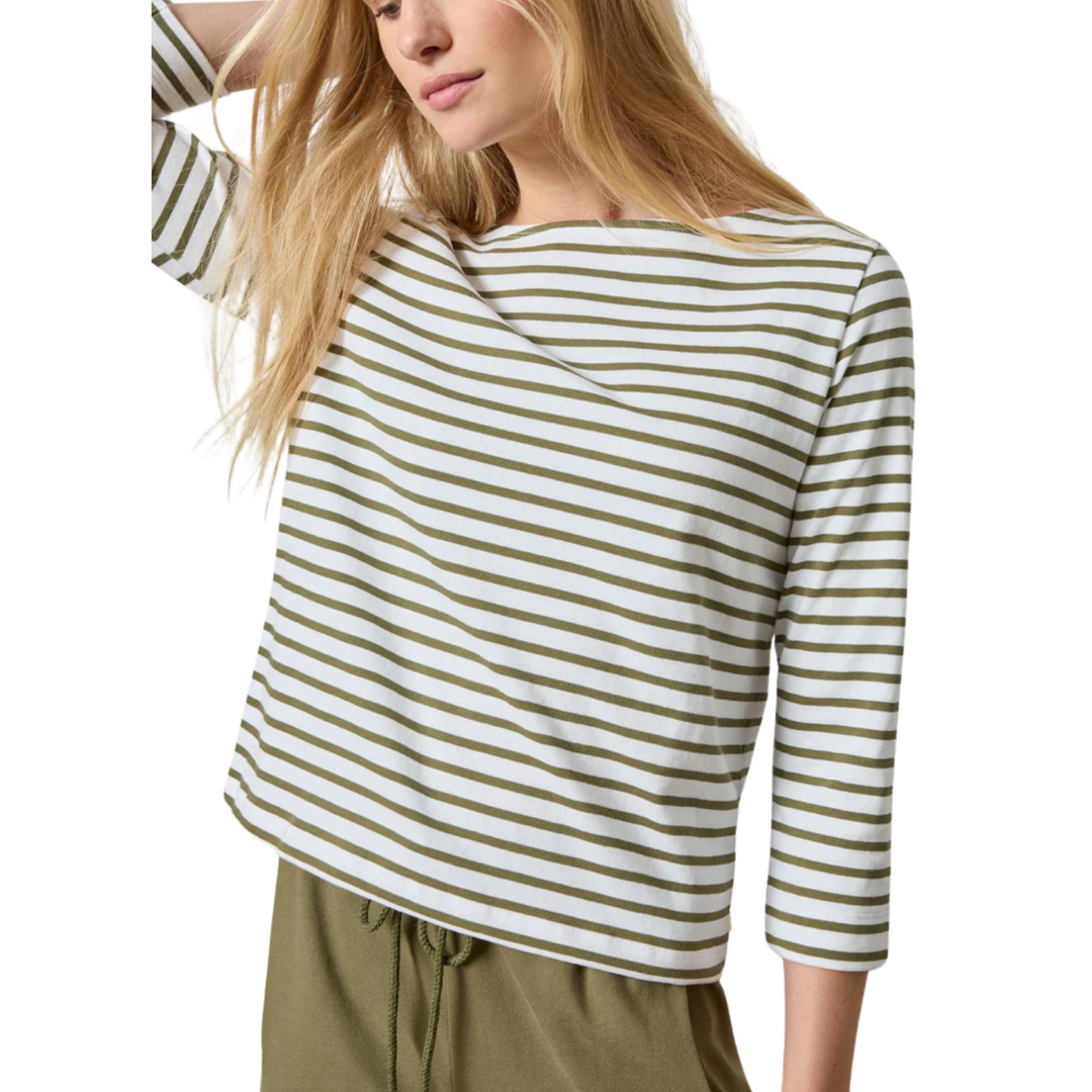 French Boatneck Top - Kelp Stripe