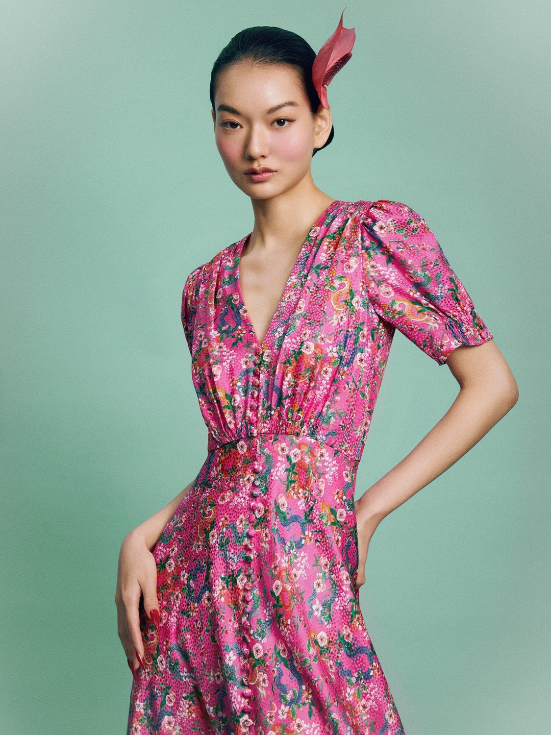 Lea Long Dress in Blossom Hidden Dragon