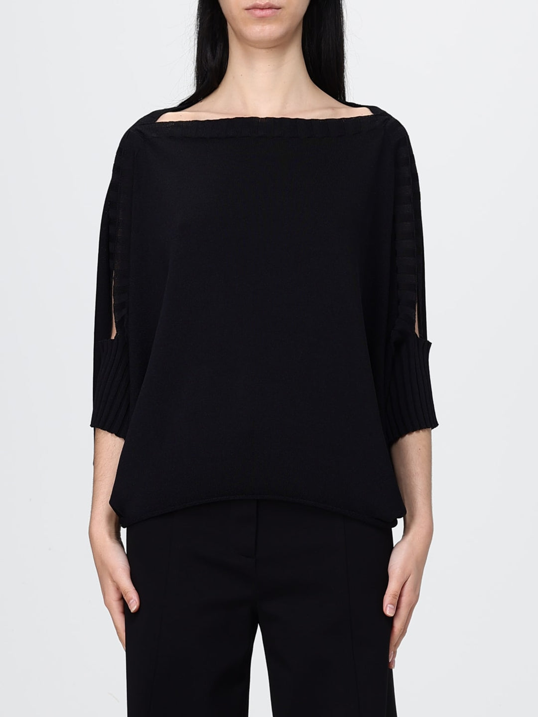 Elbow Sleeve Knit Sweater - Nero
