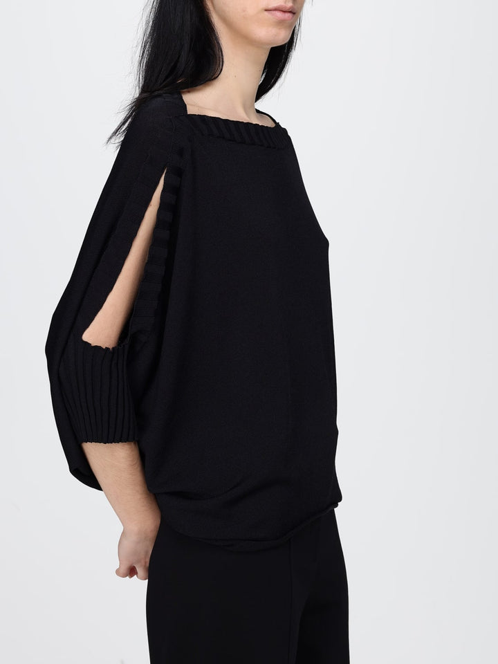 Elbow Sleeve Knit Sweater - Nero