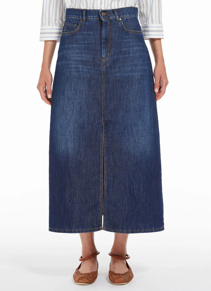 Navy Gelada Denim Midi Skirt