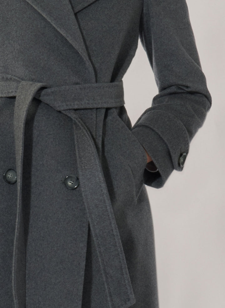 Melange Grey Double Breasted Coat