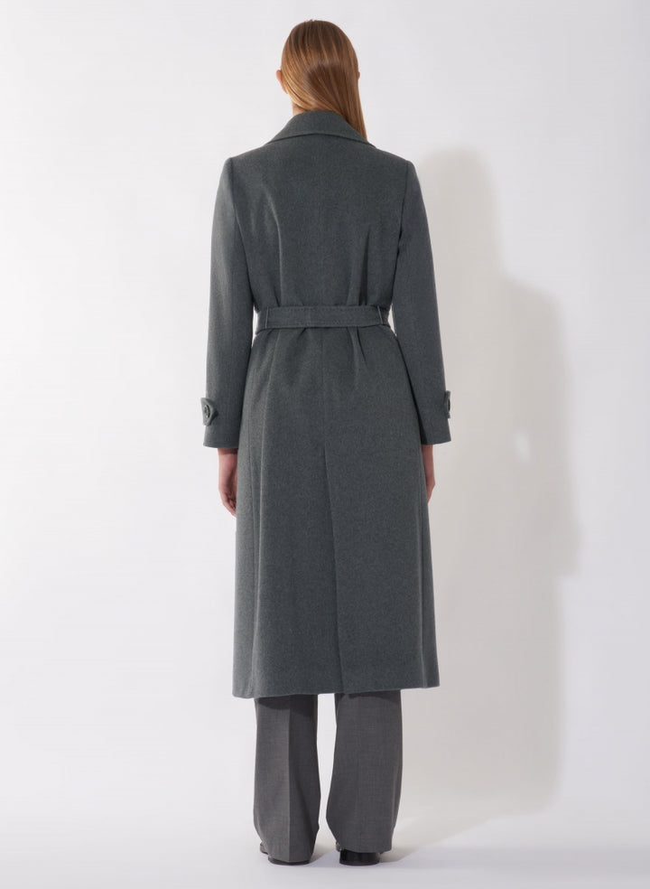 Melange Grey Double Breasted Coat