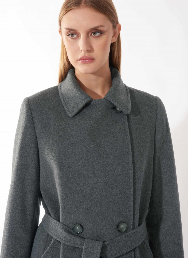 Melange Grey Double Breasted Coat