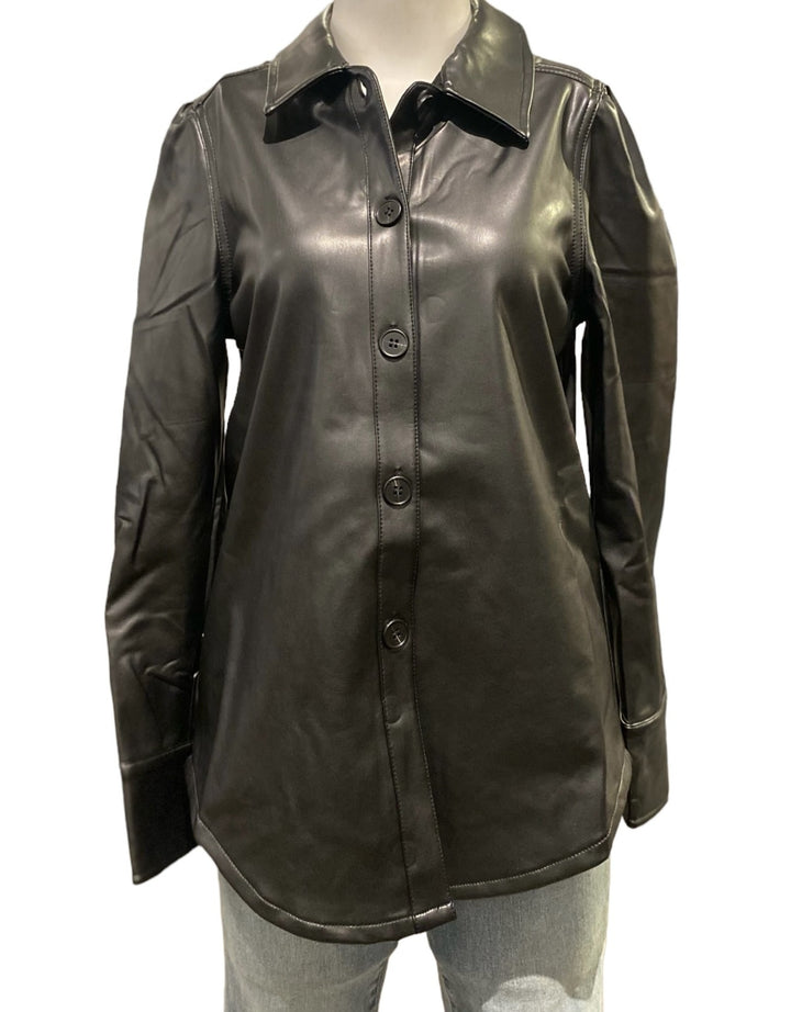 Babe Pleather Shirt in Black