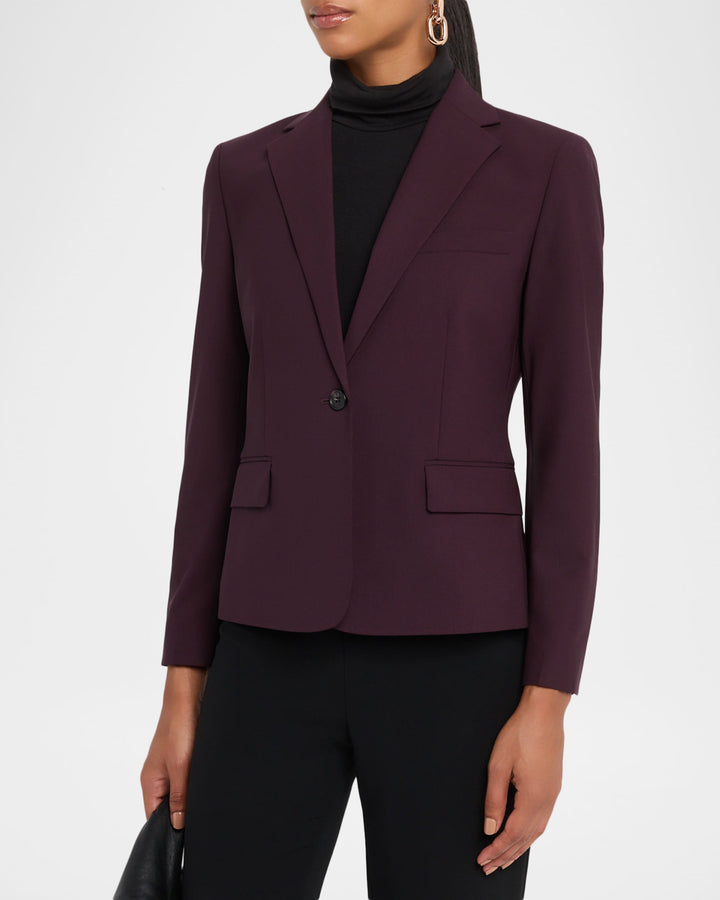 One Button Slim Wool Jacket