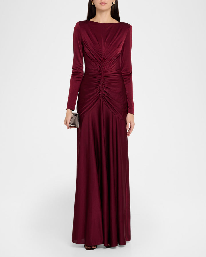 Thea Longsleeve Ruched Jersey Dress