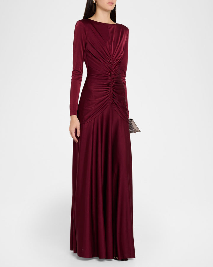 Thea Longsleeve Ruched Jersey Dress