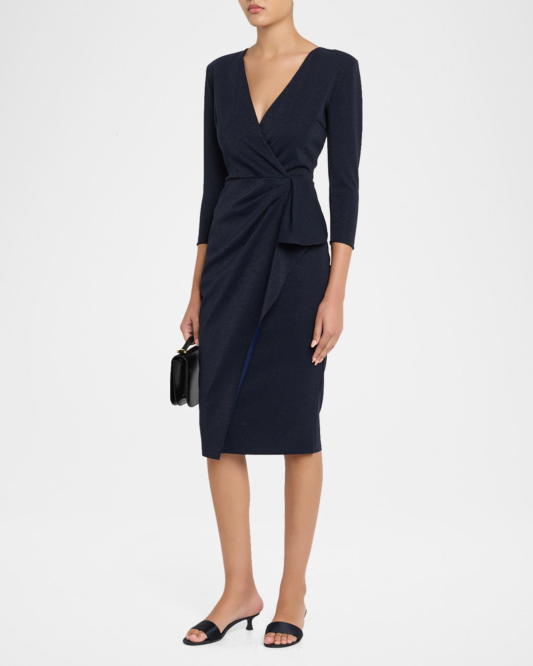 Ruzur Sugar Shimmering Wrap Midi Dress