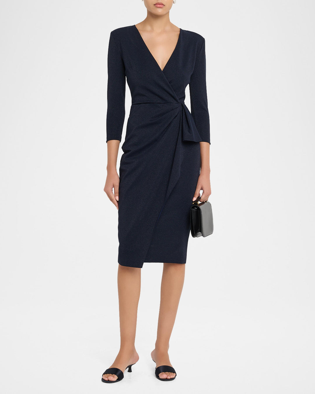 Ruzur Sugar Shimmering Wrap Midi Dress