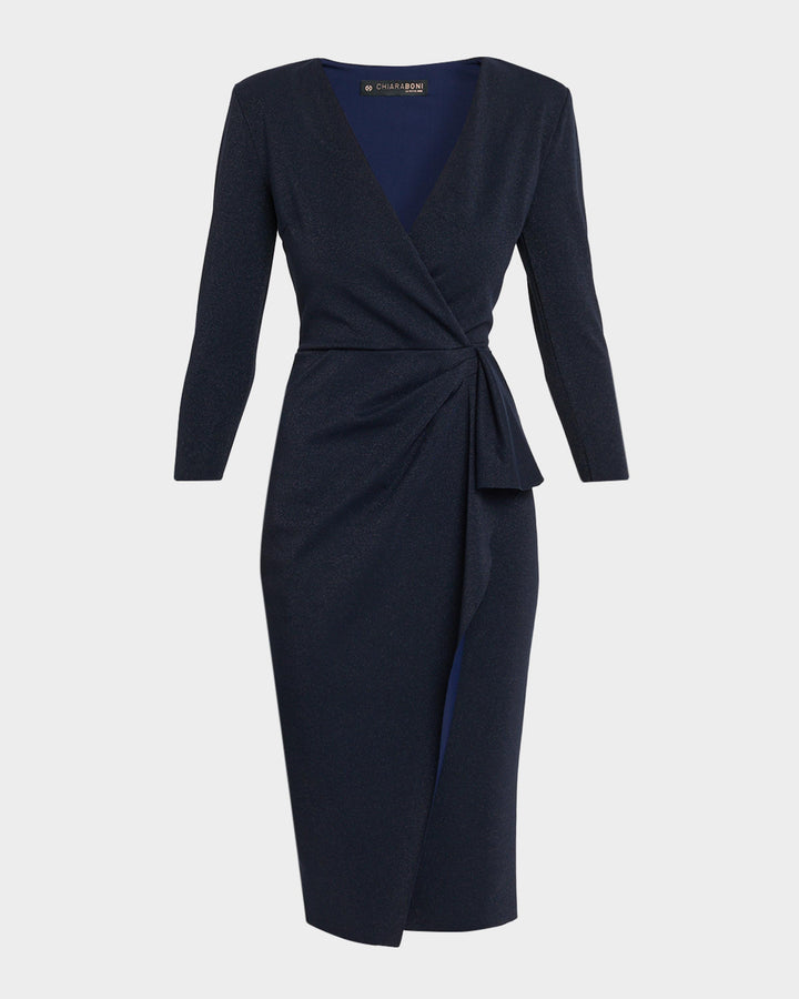 Ruzur Sugar Shimmering Wrap Midi Dress