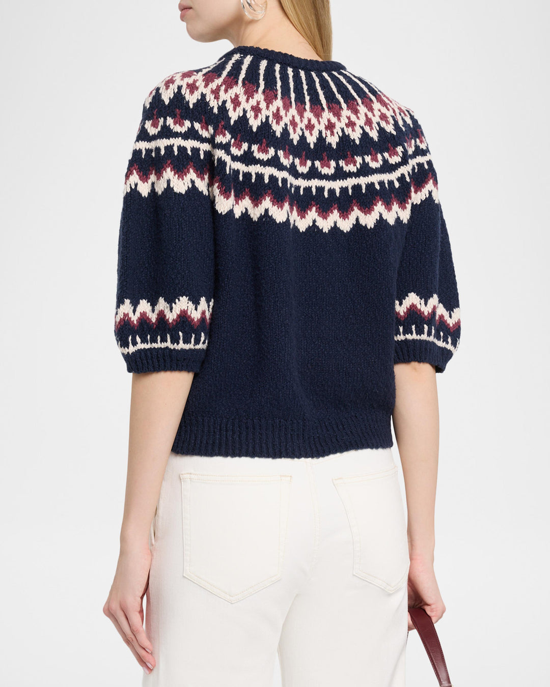 Puff Sleeve Fair Isle Crew Sweater