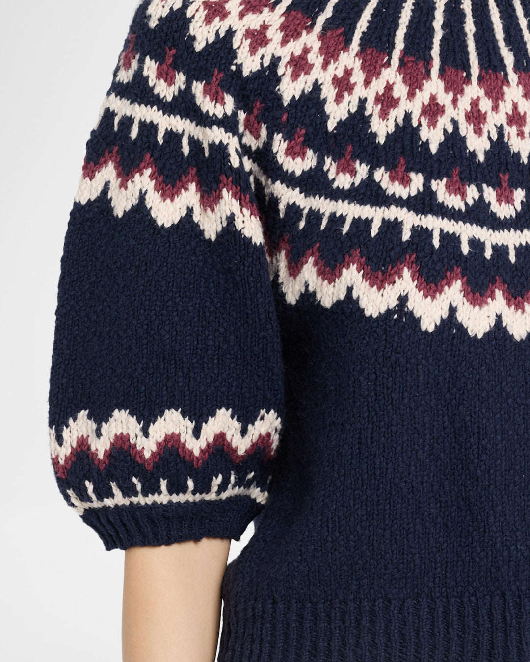 Puff Sleeve Fair Isle Crew Sweater