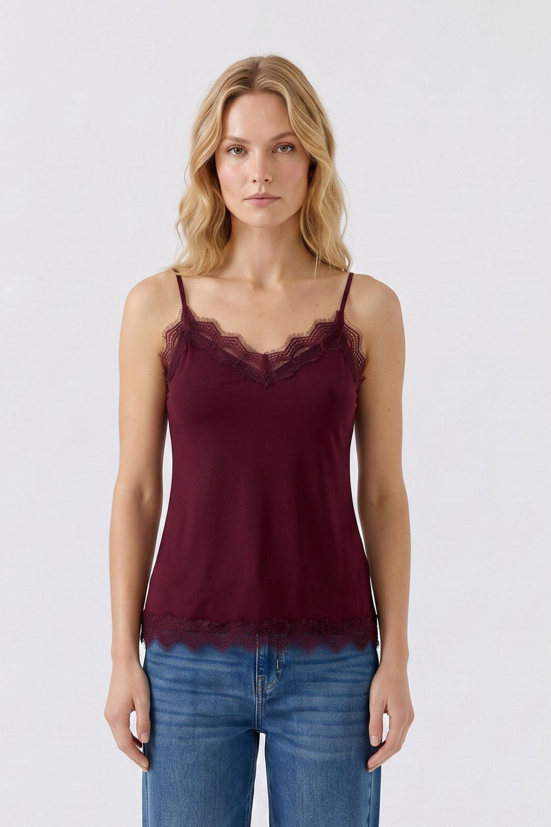 Scalloped Lace Trim Cami Top