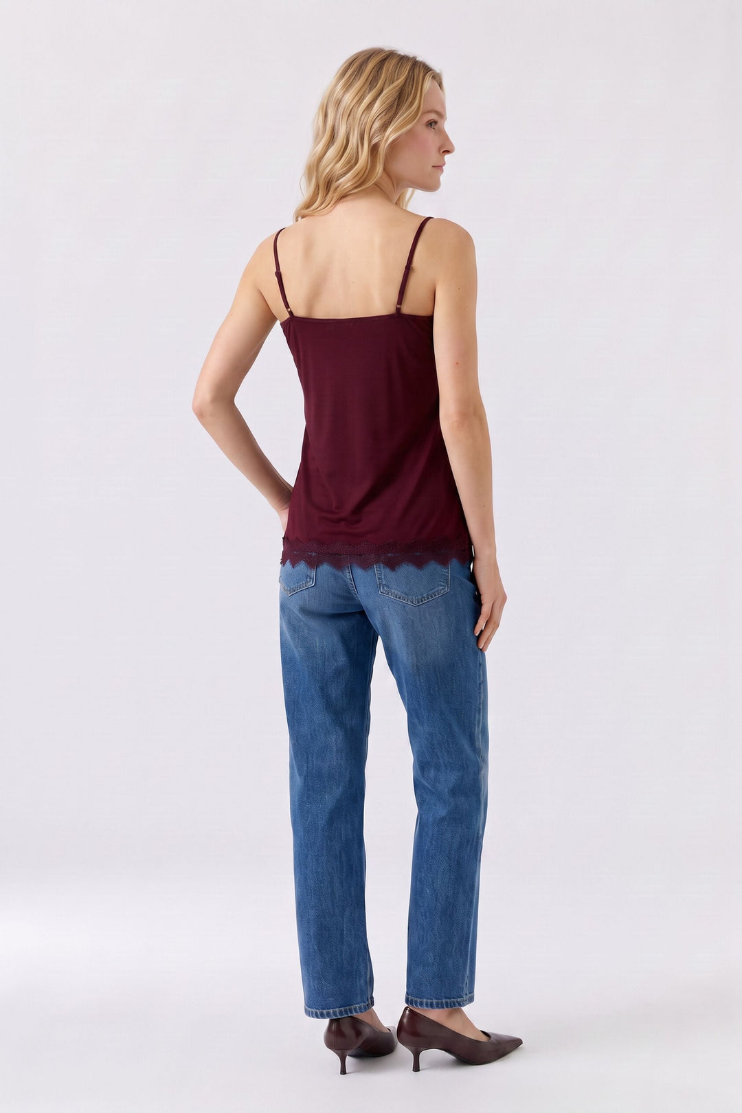 Scalloped Lace Trim Cami Top