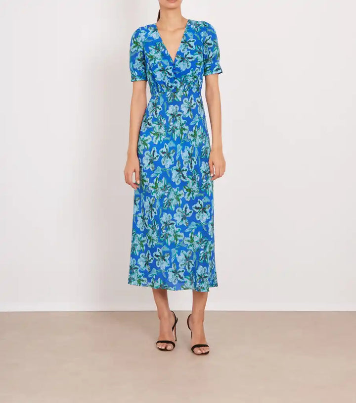 Nora Silk Crepe De Chine Dress - Waterlilly Azure