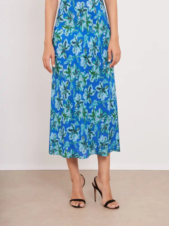 Nora Silk Crepe De Chine Dress - Waterlilly Azure