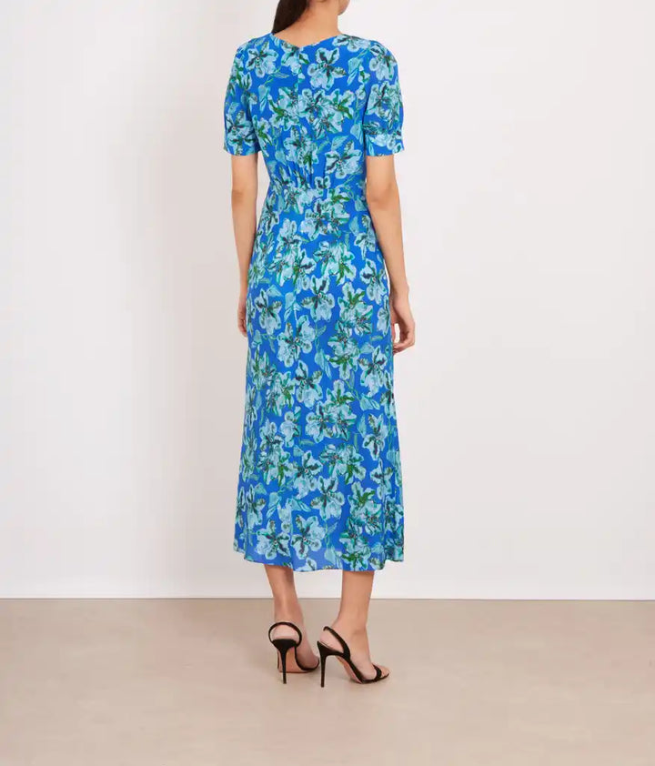 Nora Silk Crepe De Chine Dress - Waterlilly Azure