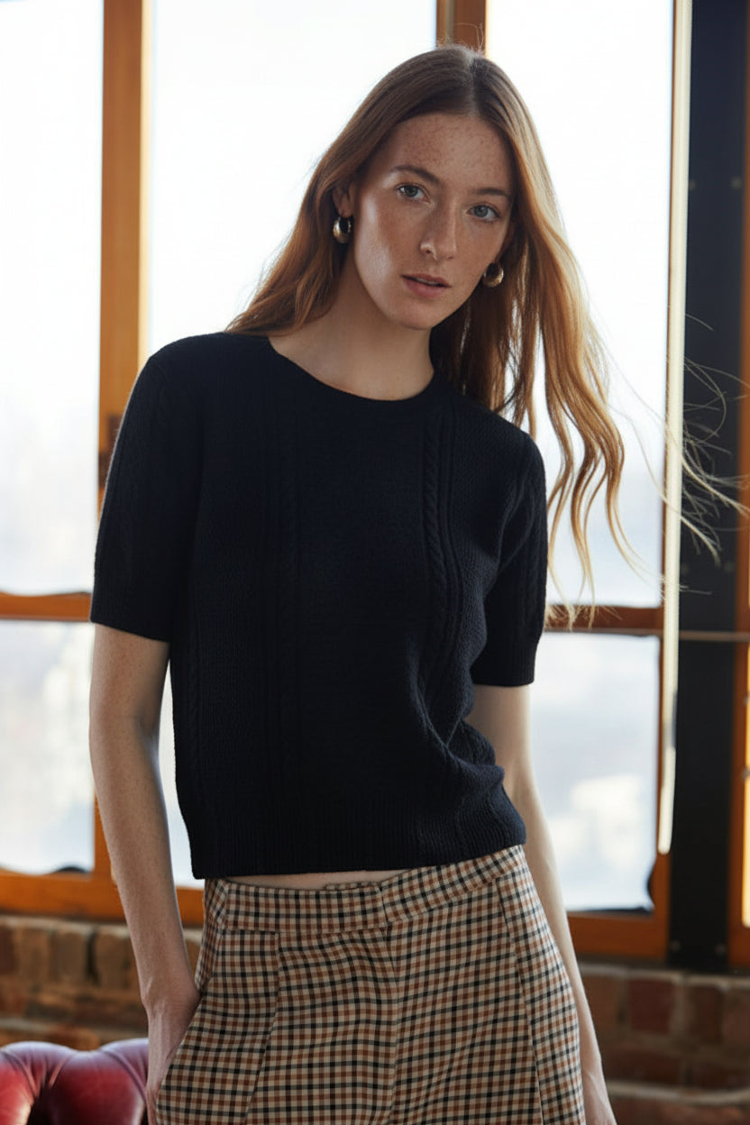 Stitchery Shortsleeve Crew Sweater