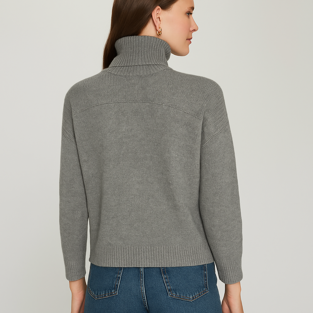 Boxy 3/4 Sleeve Turtleneck W/ Back Yoke