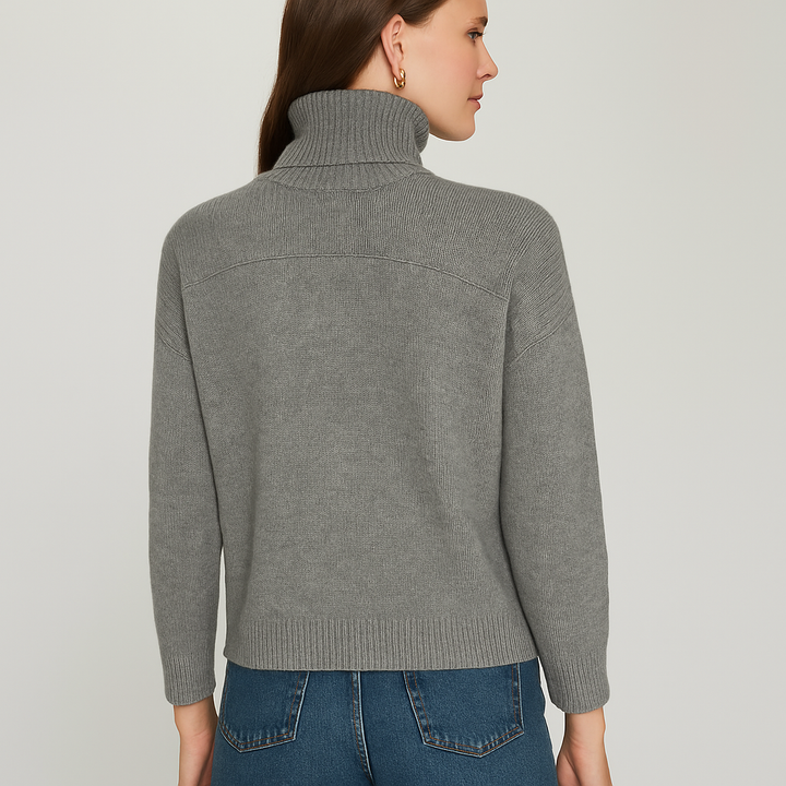 Boxy 3/4 Sleeve Turtleneck W/ Back Yoke