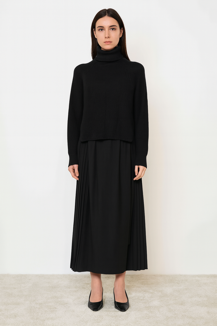 Knit Top Dress - Black