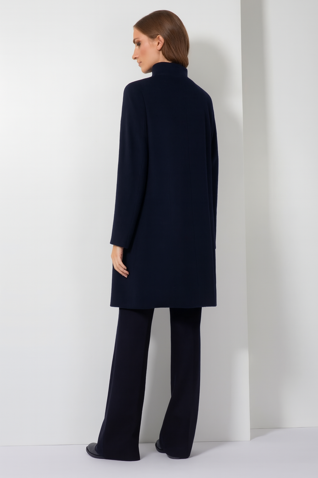 Pure Cashmere Coat with High Stand Up Collar