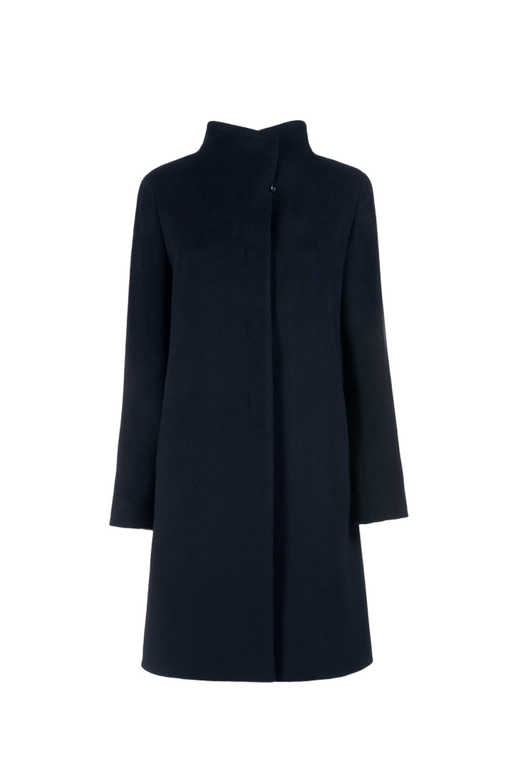 Pure Cashmere Coat with High Stand Up Collar