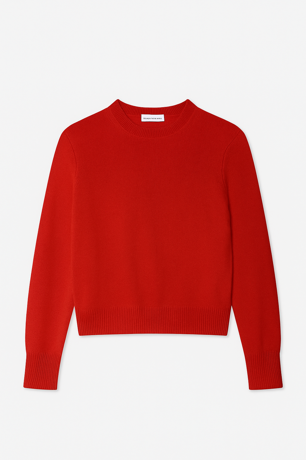 Cashmere Rib Trim Crewneck Sweater - French Red