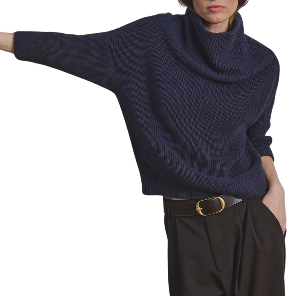 Half Cardigan Stitch Funnel Neck