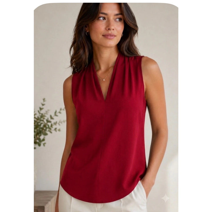 Sleeveless Matte Jersey V Neck Top