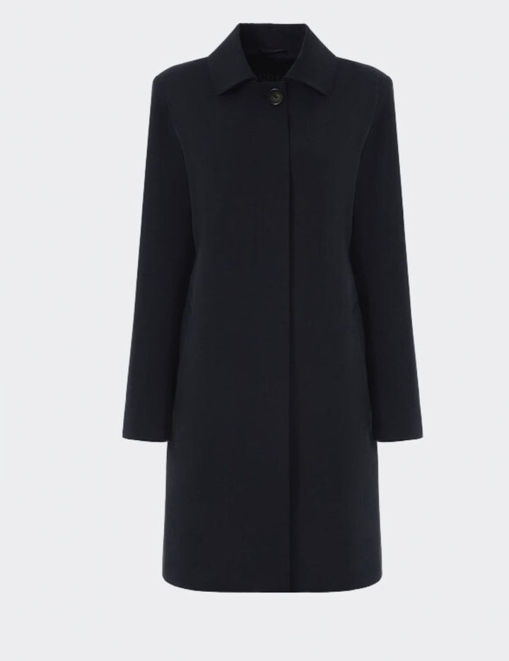 Slim Overcoat with Shirt Collar - Black