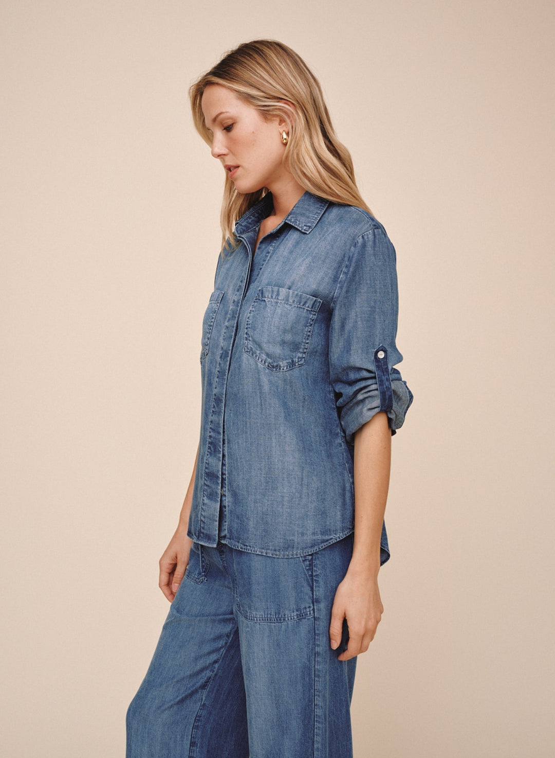 Split Back Button Down - Shadow Blue Wash