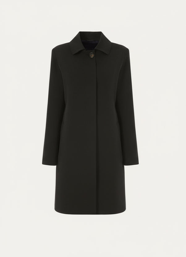 Duster Coat in Technical Fabric with Shirt Collar - Black