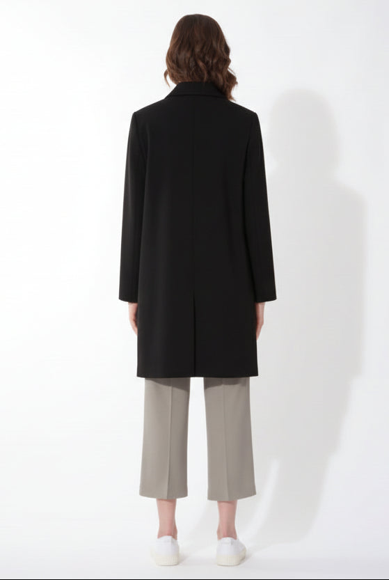 Duster Coat in Technical Fabric with Shirt Collar - Black