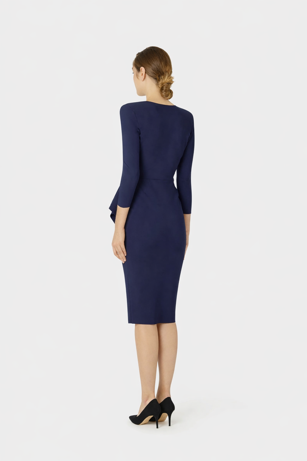 Zuhur Long Sleeve V-Neck Dress - Blu Notte