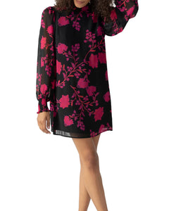 Volume Sleeve Mock Neck Dress