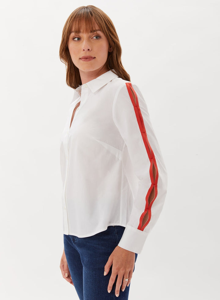 Davis Shirt With Twill Tape Detail - White/Poppy Combo