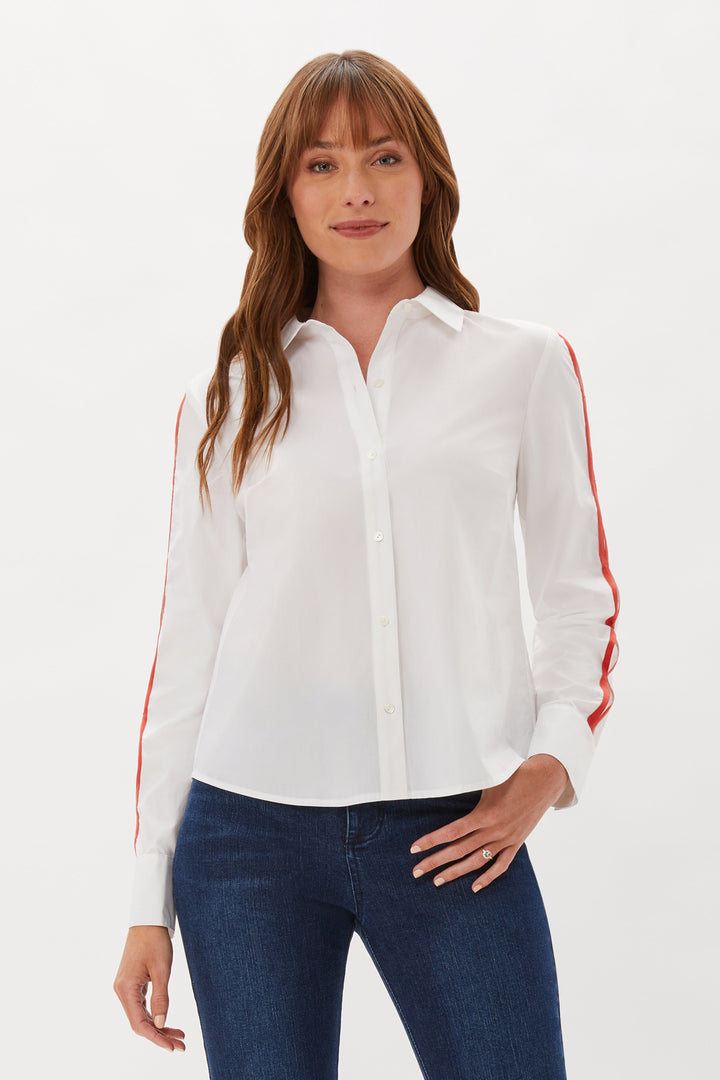 Davis Shirt With Twill Tape Detail - White/Poppy Combo