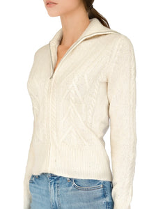 Sequin Cable Zip Cardigan