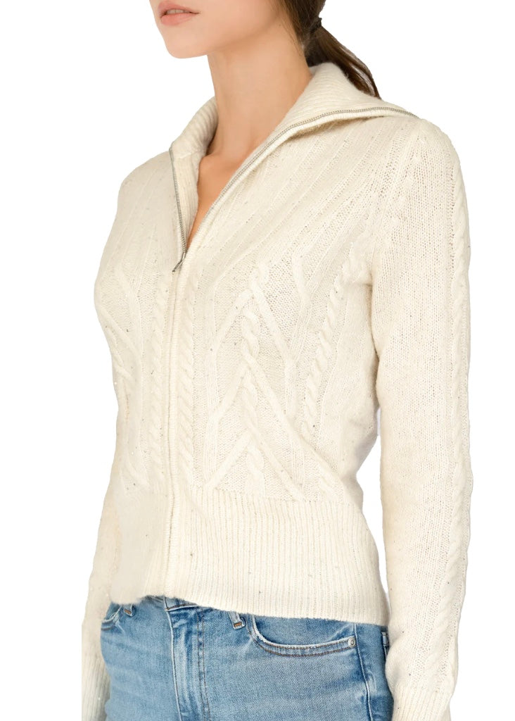 Sequin Cable Zip Cardigan
