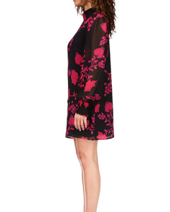 Volume Sleeve Mock Neck Dress