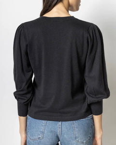 3/4 Puff Slv V Neck Sweater
