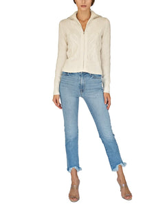 Sequin Cable Zip Cardigan